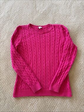 Talbots Bright Fuchsia Cable Crewneck Sweater
